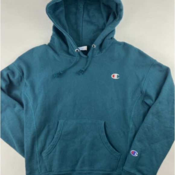 Champion Reverse Weave Women’s Dark Teal Hoodie Size Medium - Picture 5 of 7